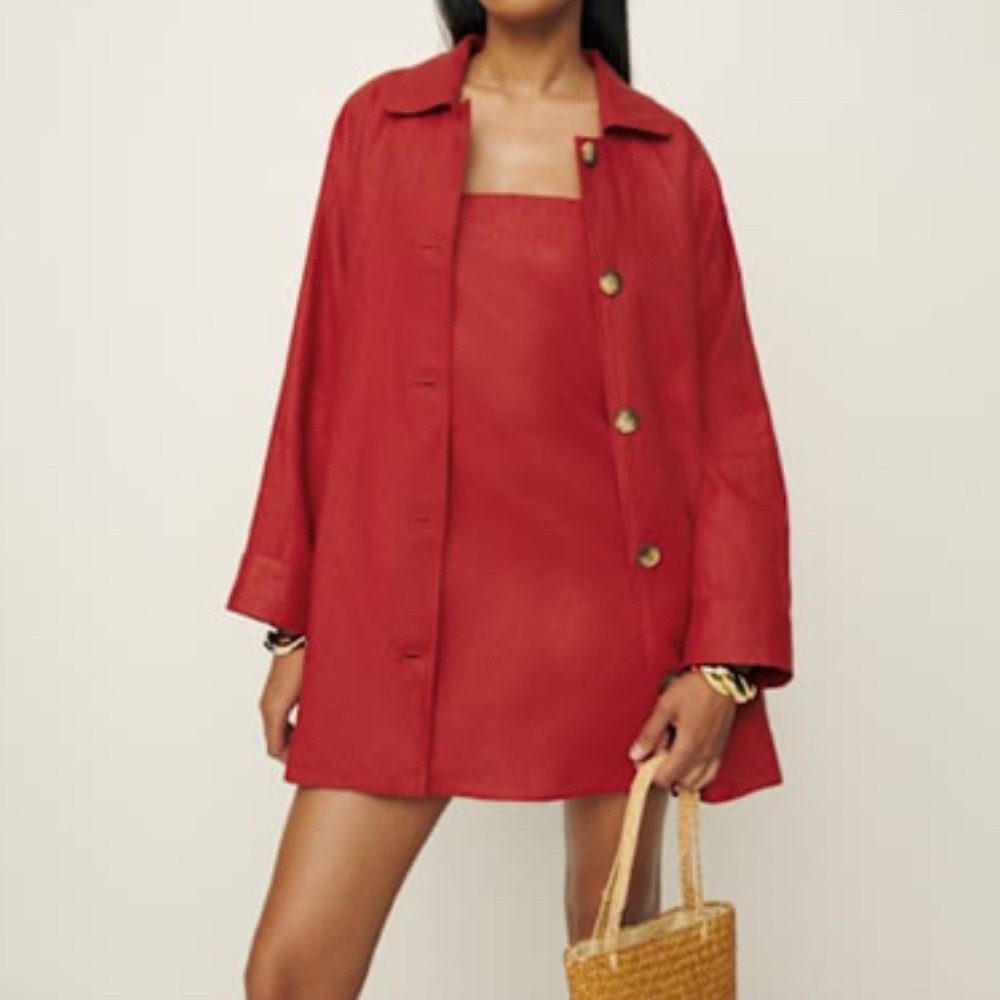 Reformation Irene Linen Jacket Red - Size S